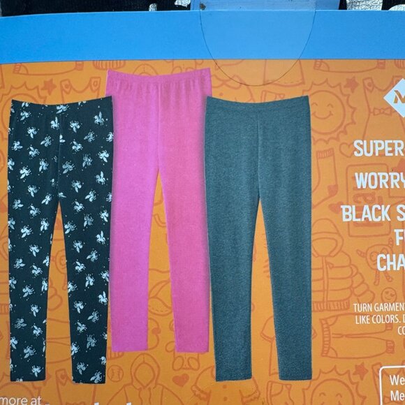 Members Mark Girls 3-Pack Leggings 6/6X Charcoal Grey Fuchsia Black UnicornPrint - Picture 5 of 6